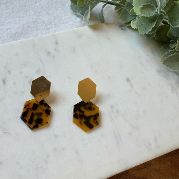 The Sophia - Geometric Acrylic Tortoise Earrings - Picture 3 of 7